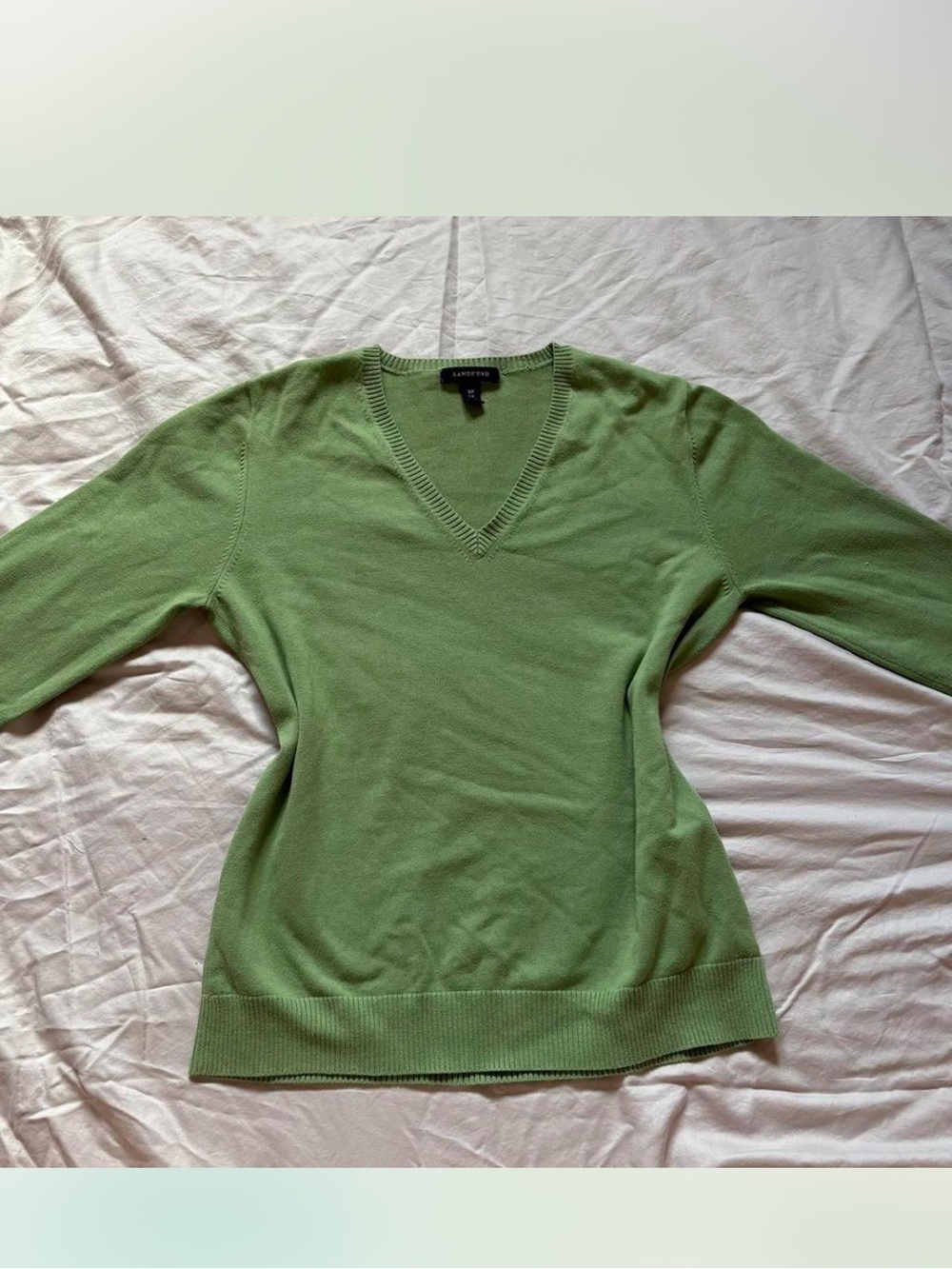 Land Ends Green Sweater